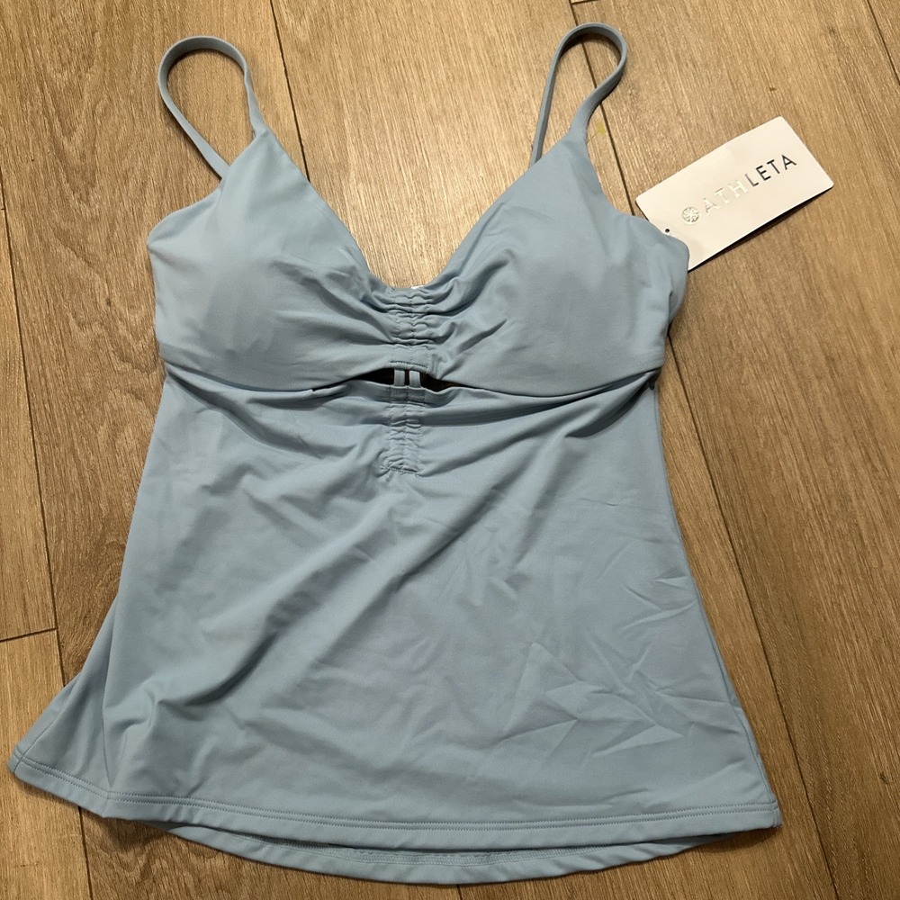 Athleta Villa Bra Cup‎ Tankini Shirred Peek A Boo Adjustable Straps Size 32 B/C